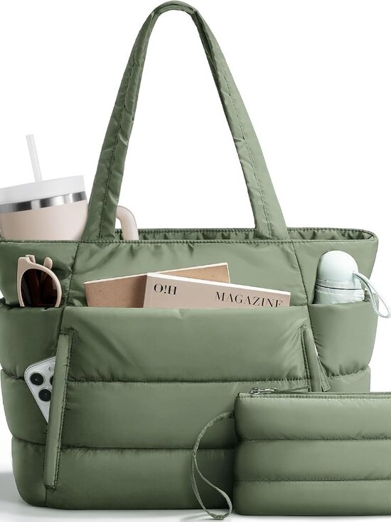 Jewelry - Puffer Tote Bag for Women, Lightweight Puffy Work Handbag Teacher Nurse Quilted